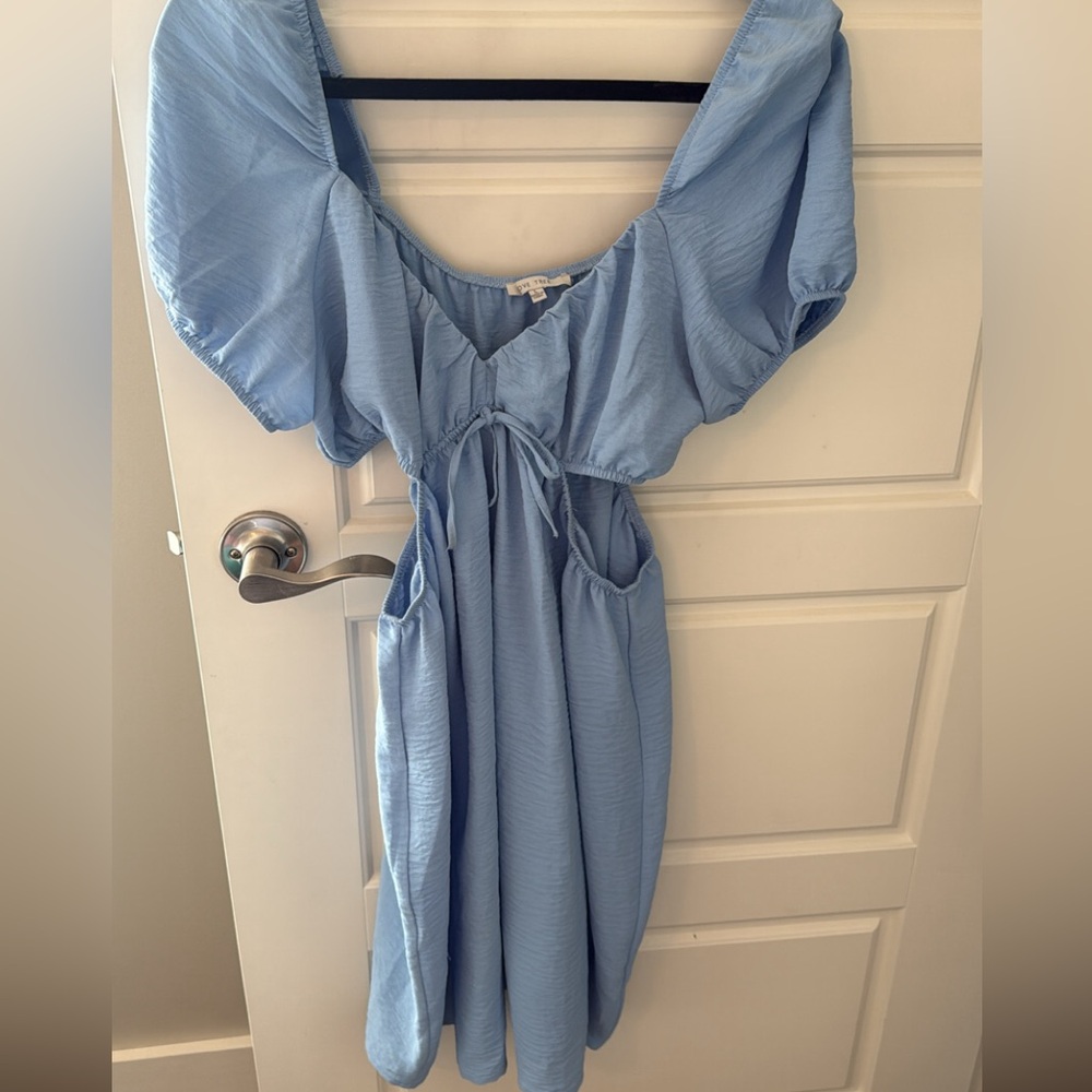 Light Blue Puff Sleeve Dress